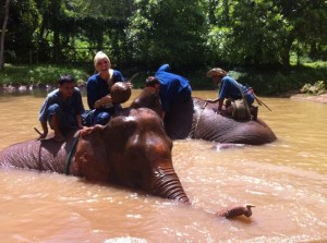 Bathing our elephants after a 4 hour adventure through the jungle of Thailand, this was the highlight of my entire trip. 
