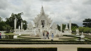 Wat Rong Khun is a contemporary unconventional Buddhist temple in Chiang Rai, Thailand. It was designed by Chalermchai Kositpipat and is breath-taking