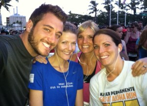 Colt, Jen, my sister, me and 18,000 other people at the starting line moments before the gun went off to single the start of the run. 